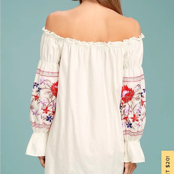🔴LAST CHANCE 🔴 NWT S Free People Fleur Du Jour Cream Embroidered Dress - Picture 3 of 6